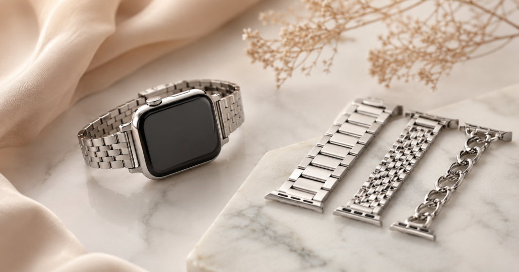 posh tech women's brooklyn stainless steel apple watch bracelet watchband