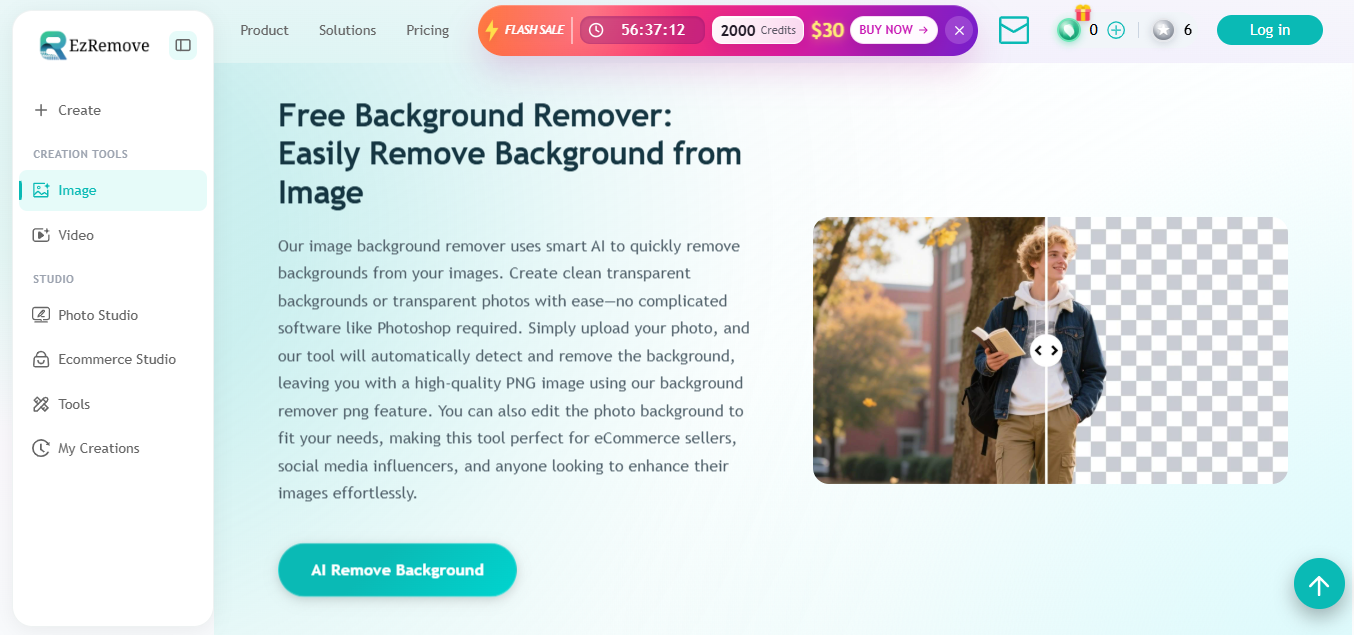 Ezremove AI removing image background using artificial intelligence
