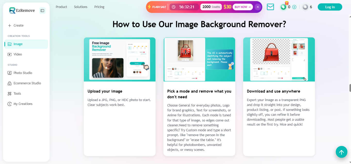 Ezremove AI removing image background using artificial intelligence
